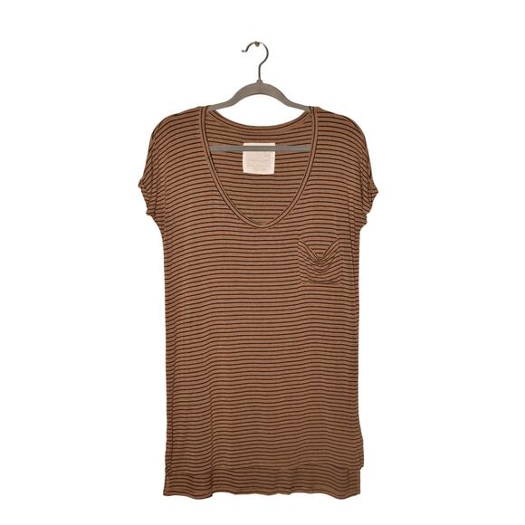 WE THE FREE X PROJECT SOCIAL T $58 Striped Pocket Tee Tunic Scoop Neck Medium - Picture 1 of 3